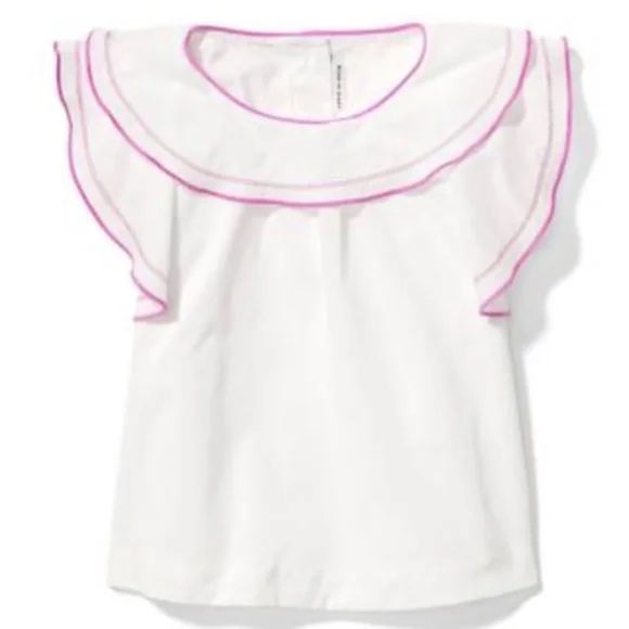 Janie and Jack White Blouse Purple Ruffle 18-24M - Picture 1 of 3